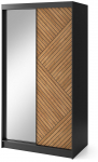 Riidekapp Marrphy II, tamm v./must v., 120 cm x 220 cm x 60 cm, peegliga