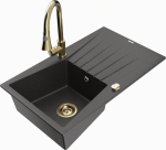 K&ouml;&ouml;givalamu koos kraaniga Mexen Cesar Elia, graniit, 77.5 cm x 47 cm x 20 cm, kuldne/must