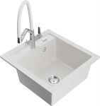 K&ouml;&ouml;givalamu koos kraaniga Mexen Vito Duo, graniit, 52 cm x 49 cm x 21 cm, valge/kroom