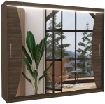 Riidekapp ADRK Diego LED, &scaron;okolaad v., 58 cm x 250 cm x 215 cm, peegliga