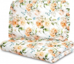 Beebide voodipesukomplekt Sensillo Peony, 100 x 135 cm, valge v./roheline v./roosa v.