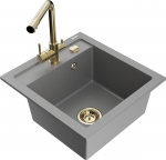 K&ouml;&ouml;givalamu koos kraaniga Mexen Vito Grey+Gold, graniit, 49 cm x 52 cm x 21 cm, kuldne/hall