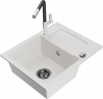 K&ouml;&ouml;givalamu koos kraaniga Mexen Enzo, vaik/graniit, 57.6 cm x 46.5 cm x 17.4 cm, valge