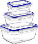 Toiduainekarbi komplekt Katex, 0.4 - 1.4 l, 20 cm x 14.5 cm, l&auml;bipaistev v./sinine v., 3 tk