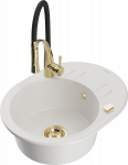 K&ouml;&ouml;givalamu koos kraaniga Mexen Kevin, graniit, 58.6 cm x 45.8 cm x 19 cm, white+black/gold v.