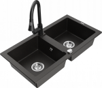 K&ouml;&ouml;givalamu koos kraaniga Mexen Mario, graniit, 82 cm x 43.6 cm x 16.1 cm, metallic black/gold+black