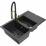 K&ouml;&ouml;givalamu koos kraaniga Mexen Gaspar, graniit, 73.7 cm x 47.5 cm x 17.7 cm, black granite+black/gold v.