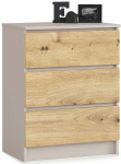 Kummut Akord K60 3SZ CLP PK, ka&scaron;miir v./artisan oak v., 77 cm x 60 cm x 40 cm