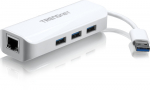 Adapter TRENDnet TrendNET USB 3.0 TU3-ETGH3 USB male, 3 x USB/RJ-45 female, valge v.