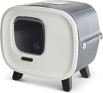 Suletud kassitualett Beeztees, valge v./hall v., avatud, 55.5X44X49.5, 56 cm x 45 cm x 50.5 cm