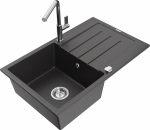 K&ouml;&ouml;givalamu koos kraaniga Mexen Bruno, graniit, 79 cm x 49 cm x 20 cm, h&otilde;be/must/kroom