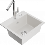 K&ouml;&ouml;givalamu koos kraaniga Mexen Milo Flora, graniit, 43.5 cm x 41 cm x 17.1 cm, valge/h&otilde;be