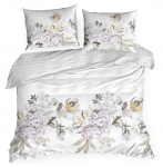 Voodipesukomplekt Ella 16, valge v./roheline v./violetne v., 70 x 80 cm, 160 x 200 cm