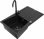 K&ouml;&ouml;givalamu koos kraaniga Mexen Cesar Black, graniit, 77 cm x 47 cm x 20 cm, must