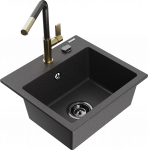 K&ouml;&ouml;givalamu koos kraaniga Mexen Milo, vaik/graniit, 43.5 cm x 41 cm x 17.1 cm, valge/must