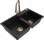 K&ouml;&ouml;givalamu koos kraaniga Mexen Tomas, graniit, 80 cm x 50 cm x 19 cm, kuldne/must