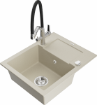 K&ouml;&ouml;givalamu koos kraaniga Mexen Enzo, graniit, 57.6 cm x 46.5 cm x 17.4 cm, kroomi/must/beež