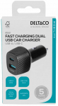 Auto laadija Deltaco USBC-CAR123, USB Type C/USB Type A, must v., 45 W