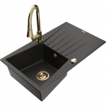 K&ouml;&ouml;givalamu koos kraaniga Mexen Cesar, graniit, 77.5 cm x 47 cm x 19 cm, metallic black/gold+gold