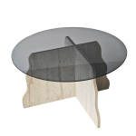 Kohvilaud Kalune Design Butterfly, must v./travertine v., 75 cm x 75 cm x 40 cm