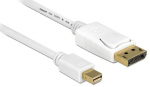 Juhe Delock Displayport / Displayport-mini Mini Display port male, Display port male, 1 m, valge v.