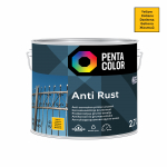 Emailv&auml;rv, korrosioonivastane metallkonstruktsioonidele Pentacolor Anti Rust, pooll&auml;ikiv, 2.7 l, kollane v.