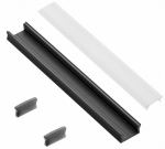 LED riba profiil GTV Glax pavir&scaron;inio montavimo PA-ZGLAXMNKOMZ-20M, must v.