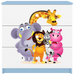 Laste kummut Kocot Kids Babydreams Zoo, sinine v./valge v./mitmev&auml;rviline, 41 cm x 80 cm x 80.5 cm