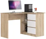 Nurga kirjutuslaud Akord B16 CLP Right, 124 cm x 85 cm, 77 cm, valge v./sonoma tamm v.