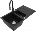 K&ouml;&ouml;givalamu koos kraaniga Mexen Matias Savita, vaik/graniit, 90 cm x 50.5 cm x 20 cm, must/kroom