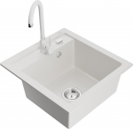 K&ouml;&ouml;givalamu koos kraaniga Mexen Vito, graniit, 49 cm x 52 cm x 21 cm, valge