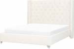 Voodi poolteist istekohta Beliani Lubbon, 140 x 200 cm, valge v., ilma madratsita, p&otilde;hjalippidega