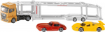 Autode komplektid Siku Super Man Transporter, 1:50, valge v./punane v./kollane v.