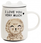 Kaanega kruus Homla Milu 859866, valge v., 0.45 l