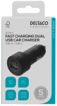 Auto laadija Deltaco USBC-CAR122, USB Type C/USB Type A, must v., 36 W