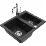 K&ouml;&ouml;givalamu koos kraaniga Mexen Carlos, graniit, 58.2 cm x 47.5 cm x 17.7 cm, metallic black/silver+chrome