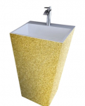 Vannitoa kraanikauss Besco Vera O Glam, mineraalvalu mineral durabe, 50 cm x 40 cm x 85 cm, kuldne v.
