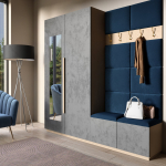 Dekoratiivsed tekstiilist seinapaneelid Quadratta, 200 cm x 100 cm, 3.5 cm, s&uuml;gavsinine v., 10 tk