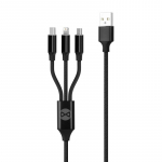 Kaabel Forever 3In1, Lightning/Micro USB/USB Type-C, 120 cm, must v.