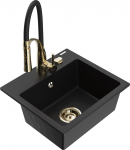 K&ouml;&ouml;givalamu koos kraaniga Mexen Milo Aster, graniit, 43.5 cm x 41 cm x 17.1 cm, kuldne/must