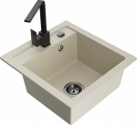 K&ouml;&ouml;givalamu koos kraaniga Mexen Vito, graniit, 49 cm x 52 cm x 21 cm, must/beež