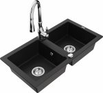 K&ouml;&ouml;givalamu koos kraaniga Mexen Mario, vaik/graniit, 82 cm x 43 cm x 16.1 cm, must/kroom