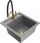 K&ouml;&ouml;givalamu koos kraaniga Mexen Vito Grey+Black/Gold, graniit, 49 cm x 52 cm x 21 cm, kuldne/must/hall