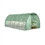 Akendega kaarjas kasvuhoone 24 m&sup2;, pol&uuml;et&uuml;leen, 8 x 3 m, roheline v.