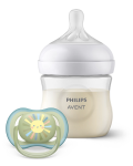 Komplekt Philips Avent Natural, 125 ml, 0 kuud, l&auml;bipaistev v./roheline v.