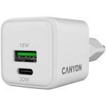 Telefoni laadija Canyon CU20AC, USB Type C/USB Type A, valge v., 20 W