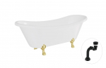 Vann, teisaldatav Besco Amelia, 190 cm x 77 cm x 69 cm, ovaalne, kuldne/valge