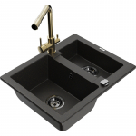 K&ouml;&ouml;givalamu koos kraaniga Mexen Carlos, graniit, 58.2 cm x 47.5 cm x 17.7 cm, metallic black/gold+gold