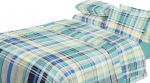Voodipesukomplekt PFT-01, valge/kollane/sinine, 200 x 220 cm