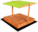 Liivakast liivaga, 120 x 120 cm, kaanega, pruun v./roheline v., 33.5 kg